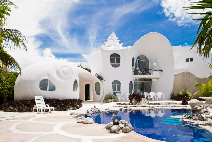 A seashell house in Isla Mujeres, Mexico