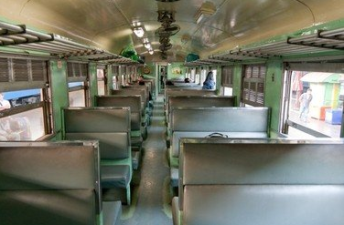 Third class train compartments in Thailand