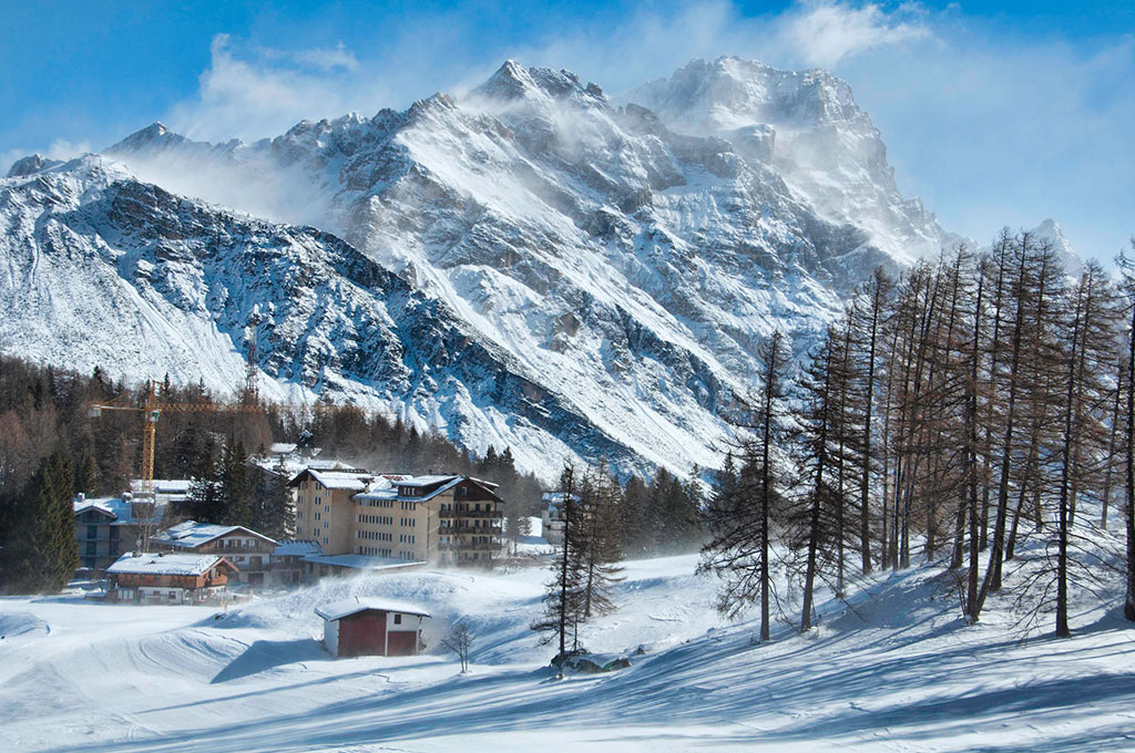 Mountain ski village in Cortina, Italy