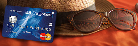 Latitude 28° Global Platinum credit card, hat and sunglasses